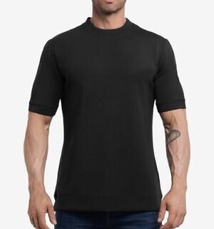 Fioboc Men’s XL Black Modal Crew Neck Short Sleeve Slim Fit Tee Slit Hem